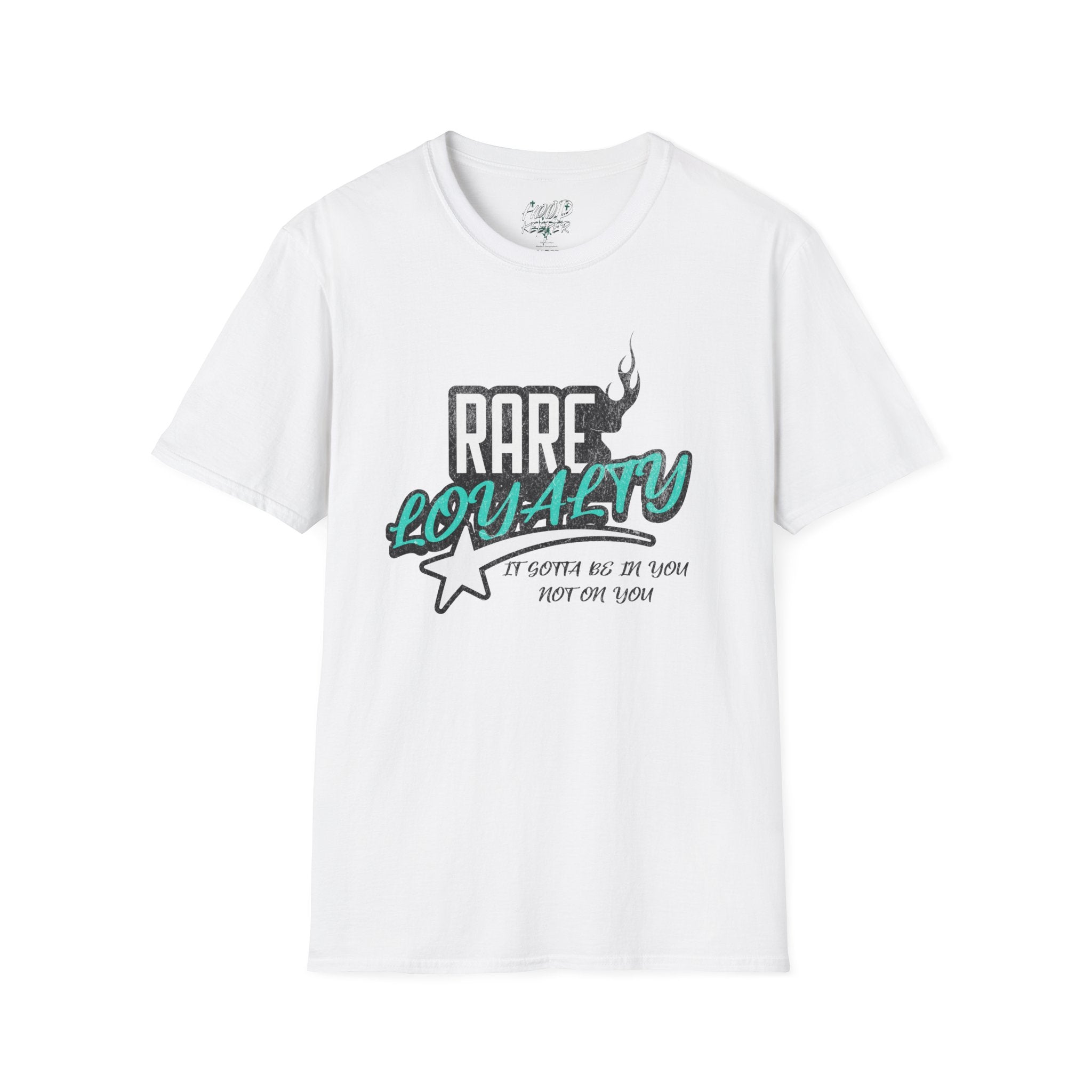 'Rare Loyalty' Teal Script Retro Star Tee