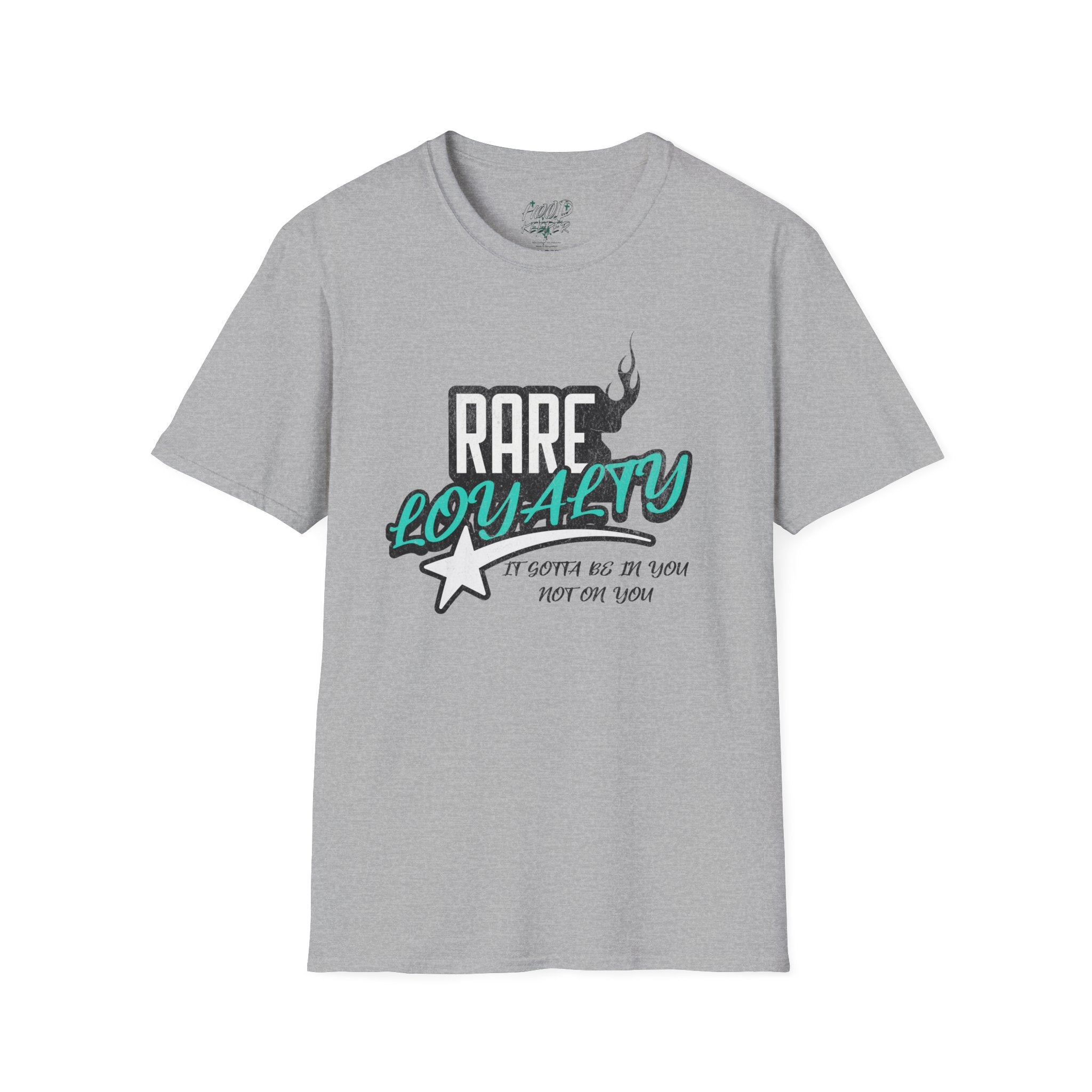 'Rare Loyalty' Teal Script Retro Star Tee